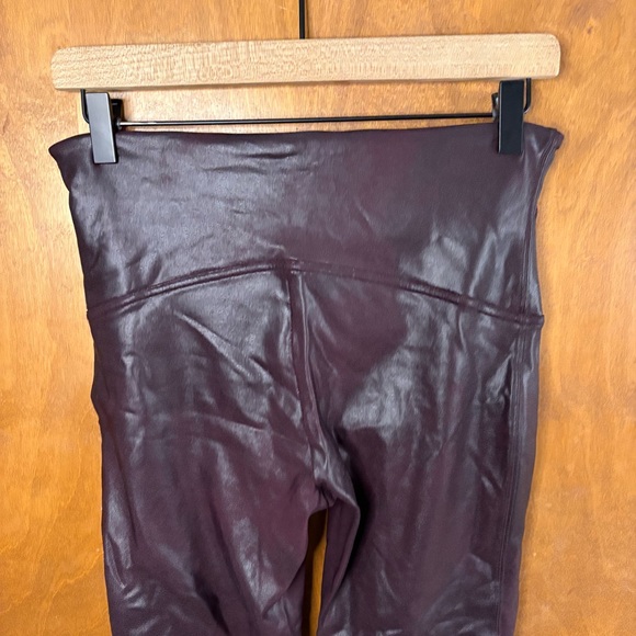 Spanx Faux Leather Leggings Wine Burgundy High Rise XL Sleek Boho Minimalist Mod - Picture 5 of 12